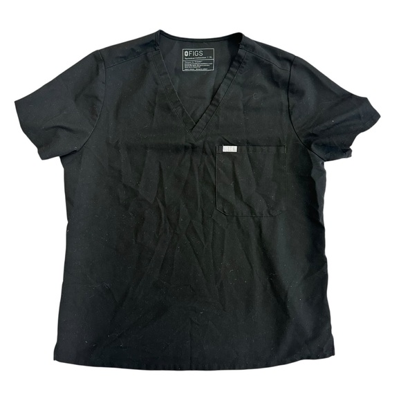 Figs Tops - Figs Technical Collection Black FionX Scrub Top‎ Size XL